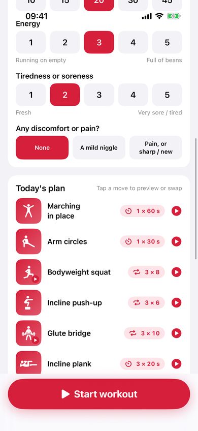 PETRA workout plan with sets and reps